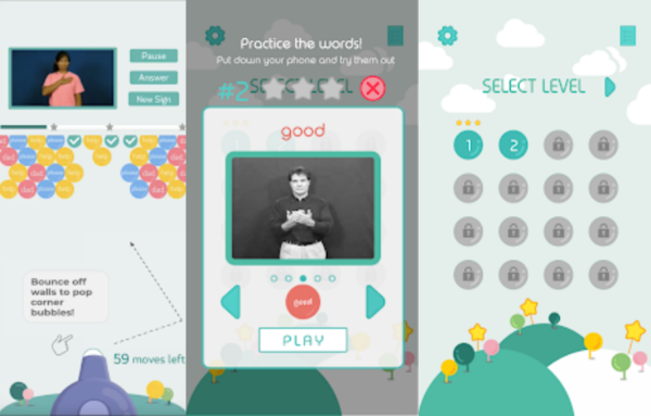 수화교육용 게임 앱 'Popsign'. 구글 플레이
